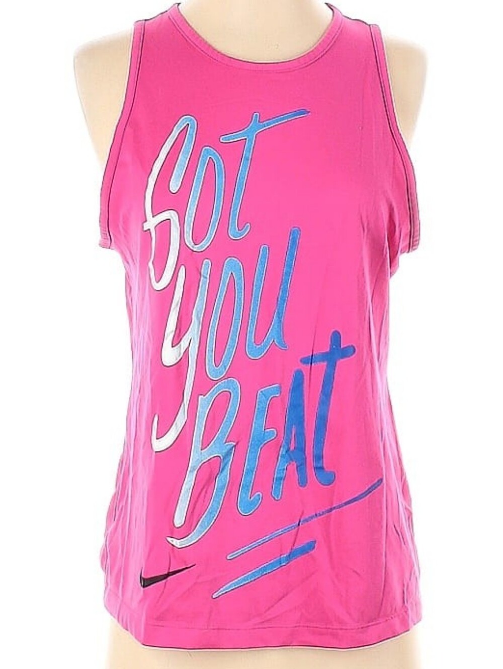 Nike Pink Dri-Fit Tank with Blue and White Text